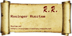 Rosinger Rusztem névjegykártya